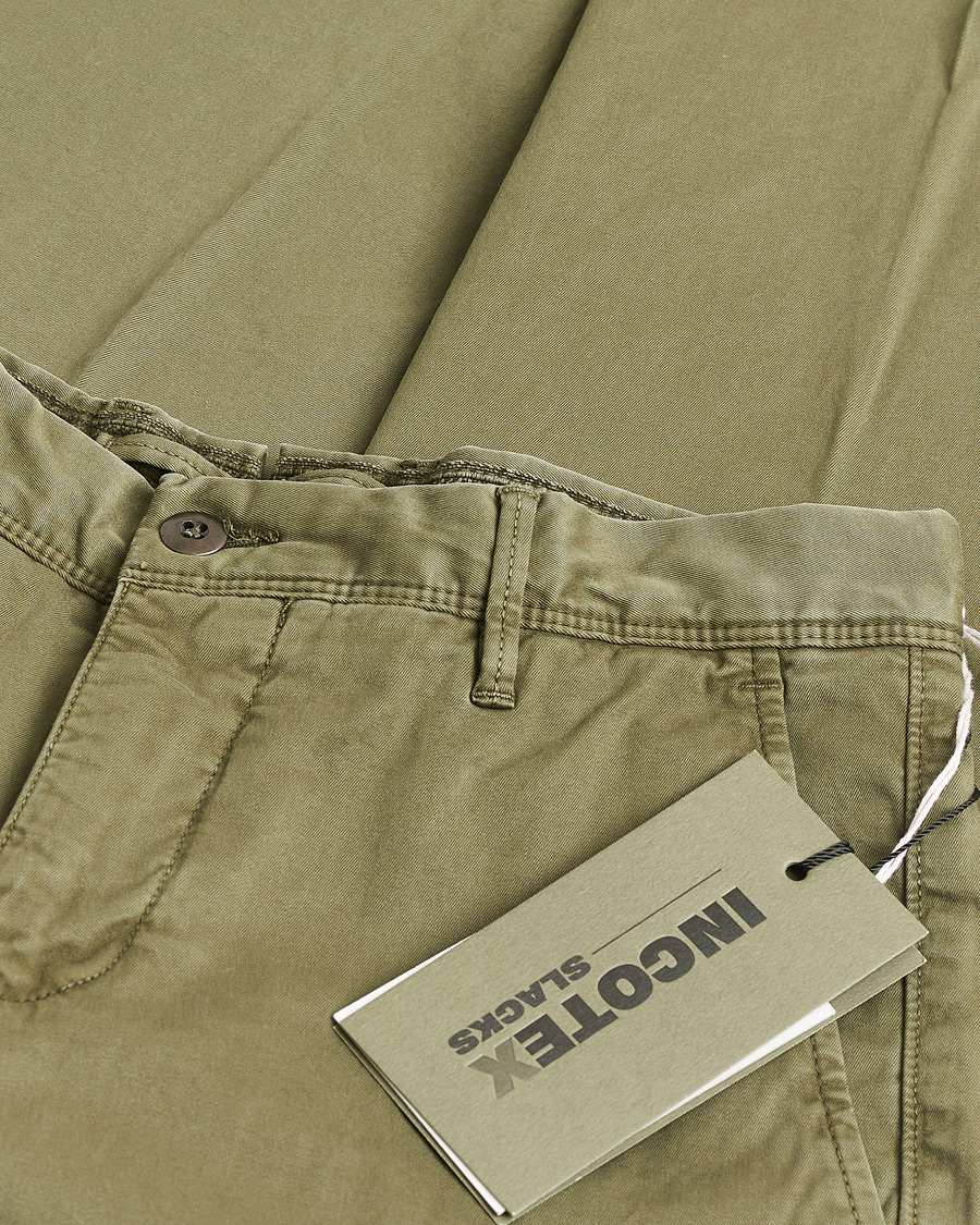 Men | Pre-owned Trousers | Pre-owned | Incotex Slim Fit Garment Dyed Slacks Olive W29
