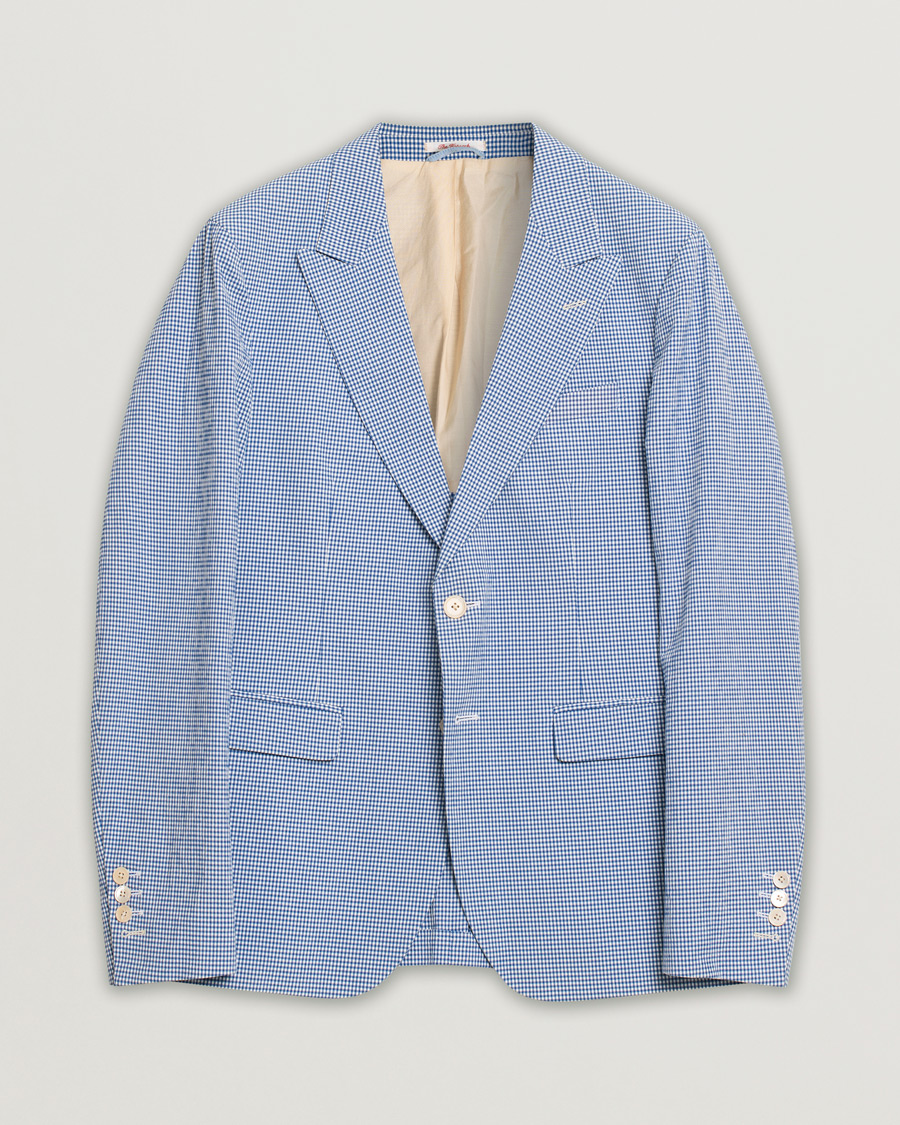 Men | Blazers | Pre-owned | Gant Rugger The Hopsack Seersucker Checked Blazer Blue 50