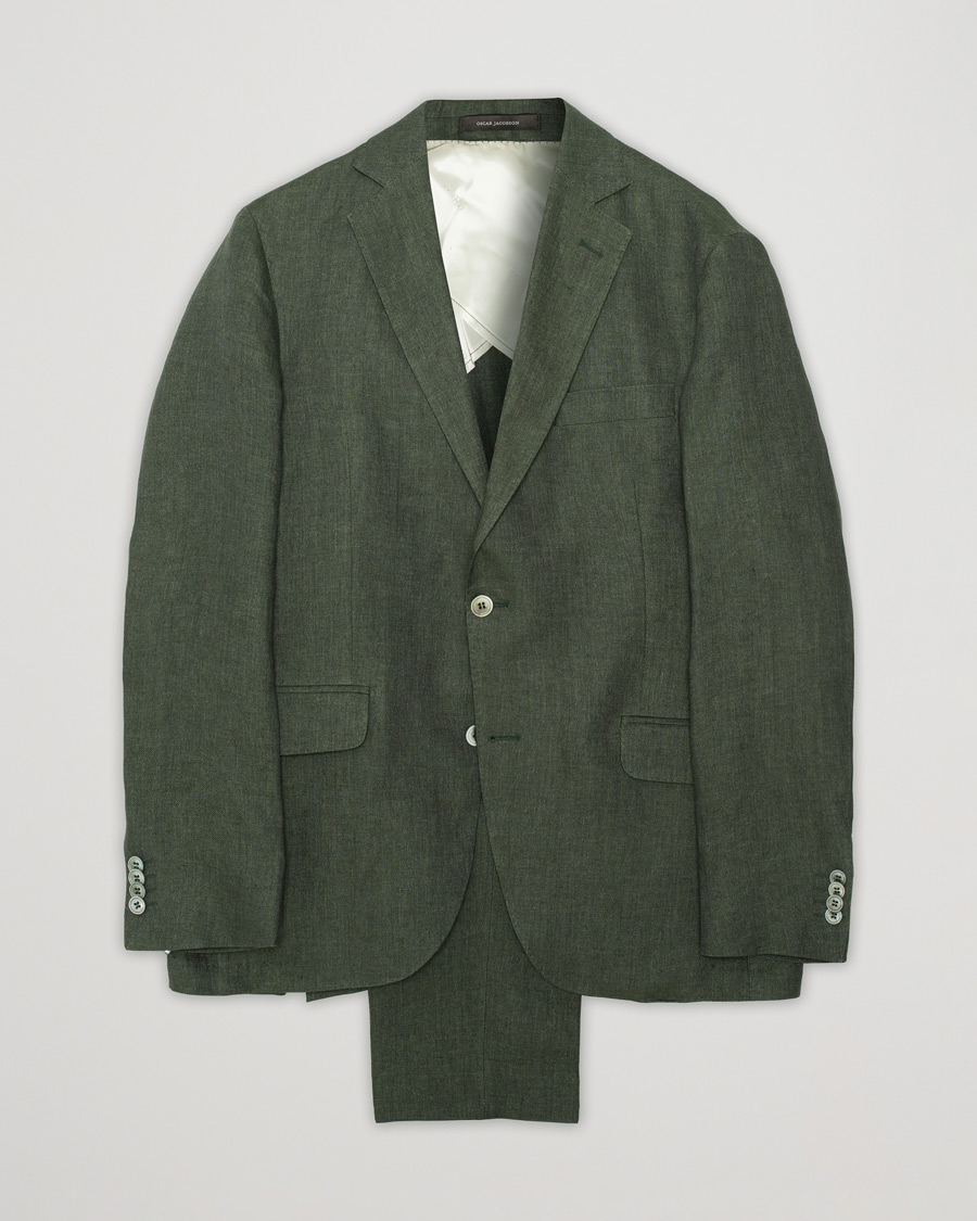 Herr | | Pre-owned | Oscar Jacobson Ferry Linen Suit Green 50