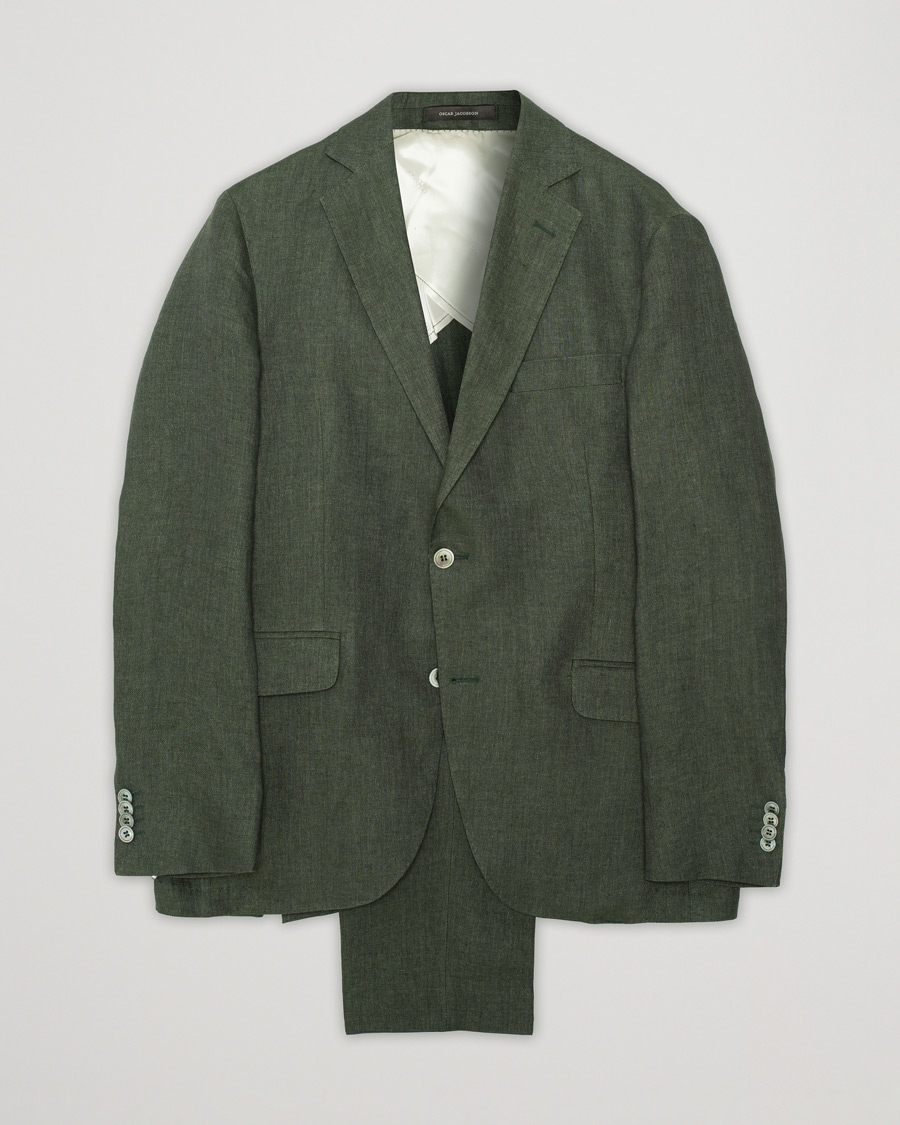 Men | Blazers | Pre-owned | Oscar Jacobson Ferry Linen Suit Green 50