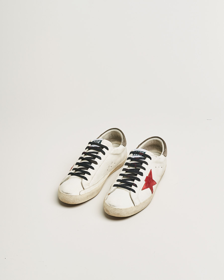Men | Golden Goose Deluxe Brand Super-Star Sneakers White/Red | Pre-owned | Golden Goose Deluxe Brand Super-Star Sneakers White/Red