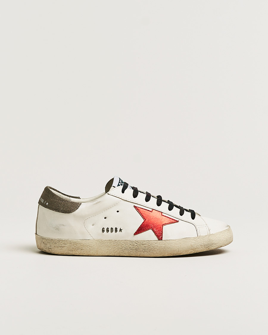Men | Golden Goose Deluxe Brand Super-Star Sneakers White/Red | Pre-owned | Golden Goose Deluxe Brand Super-Star Sneakers White/Red