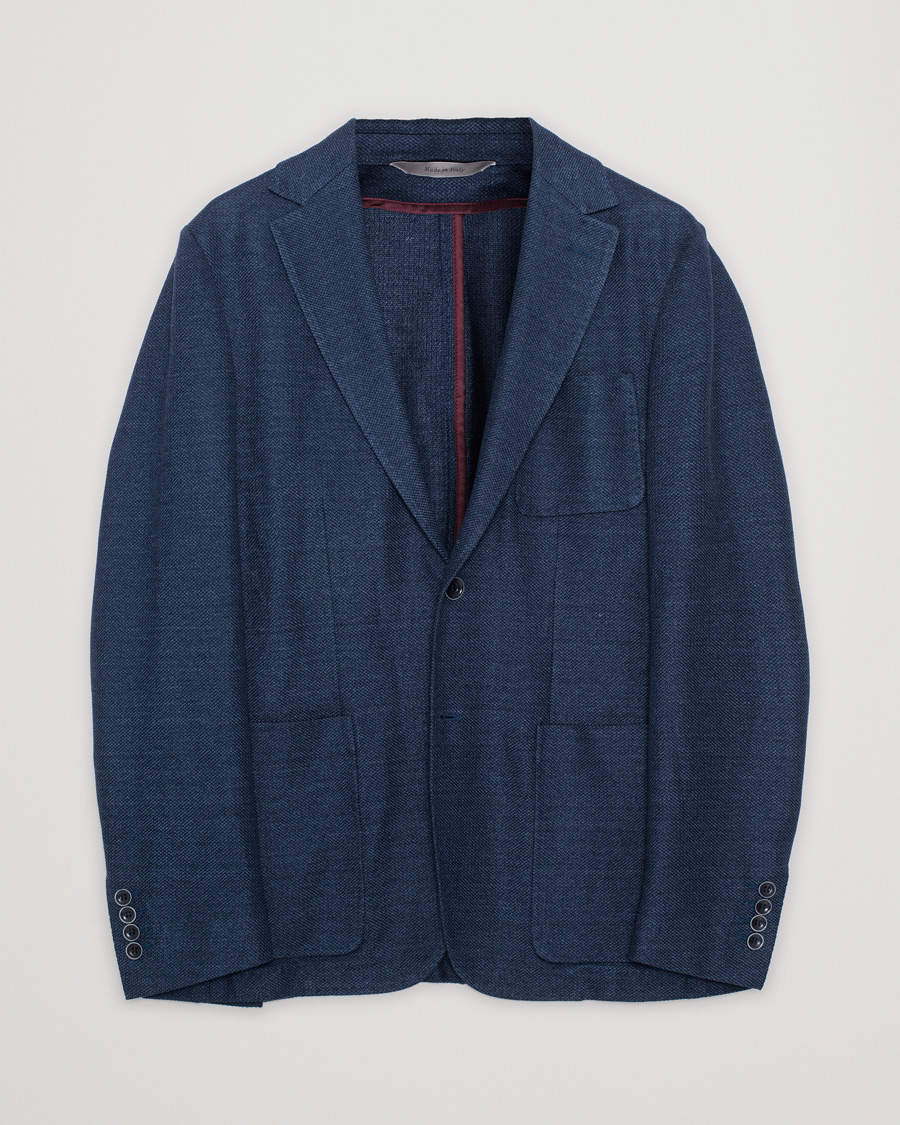 Men | Blazers | Pre-owned | Canali Linen/Cotton Jersey Blazer Dark Blue