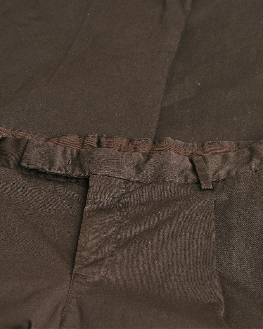 Men | PT01 Slim Fit Pleated Linen Blend Trousers Chocolate | Pre-owned | PT01 Slim Fit Pleated Linen Blend Trousers Chocolate