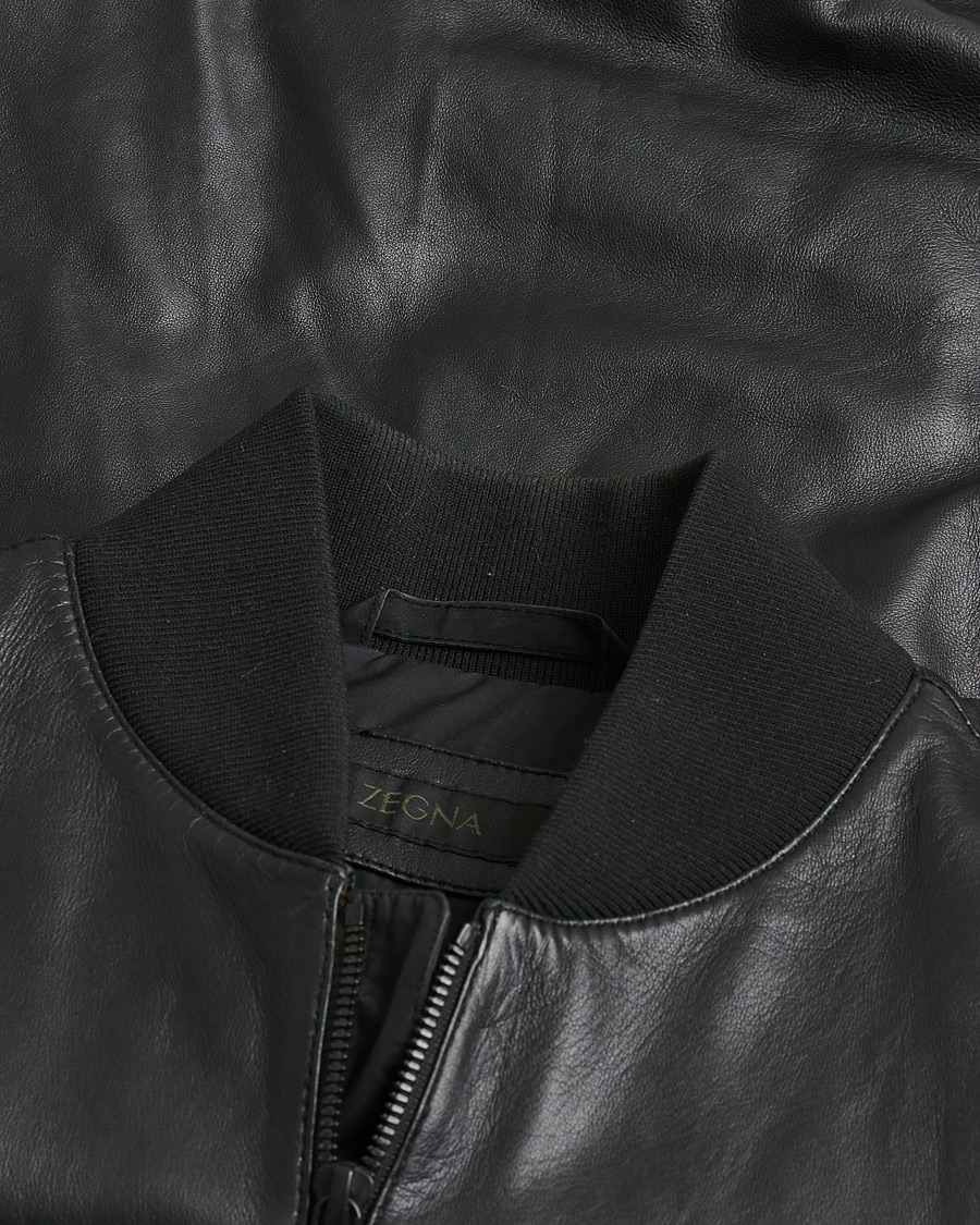 Z Zegna Lambskin Bomber Jacket Black M at CareOfCarl.com