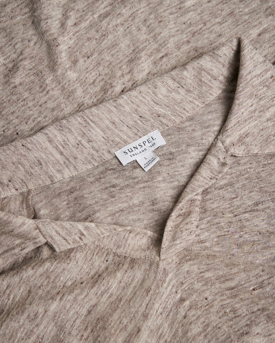 Men | Polo Shirts | Pre-owned | Sunspel Linen Polo Shirt Oatmeal Melange