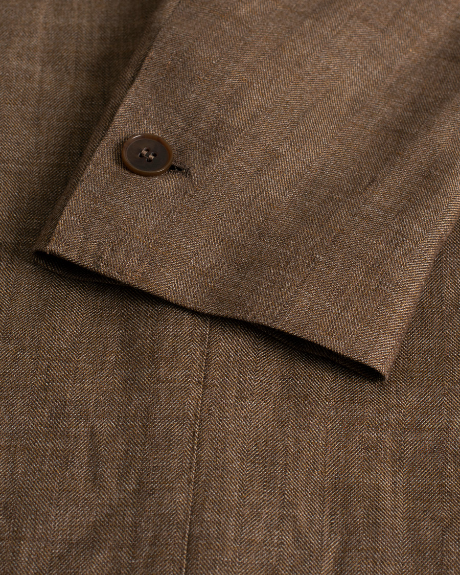 Men | Blazers | Pre-owned | Gabo Napoli Herringbone Linen/Wool Blazer Brown 52