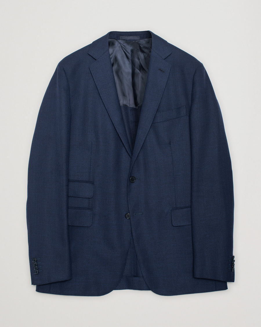 Men | Pre-owned Blazers | Pre-owned | Caruso Wool Hopsack Blazer Navy 52