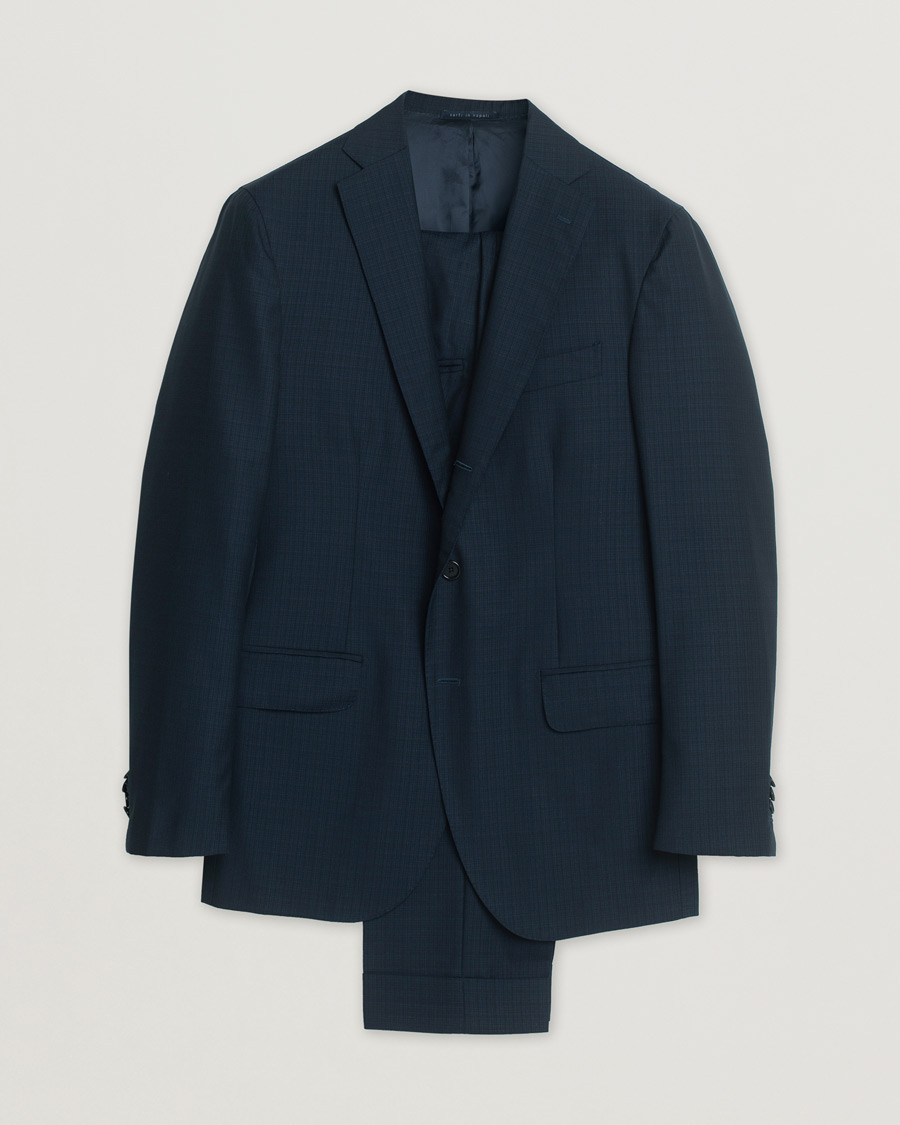Gaiola Napoli Single Breasted Wool Suit Navy 50 at CareOfCarl.com