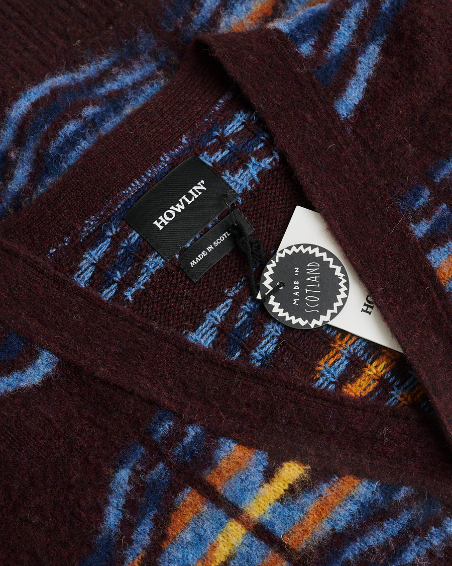 Men | Pre-owned Sweaters & Knitwear | Pre-owned | Howlin' Brushed Wool Pattern Cardigan Bordeaux M