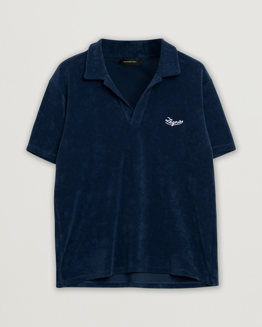 Men | Polo Shirts | Pre-owned | Ermenegildo Zegna Short Sleeve Terry Piquet Navy XL