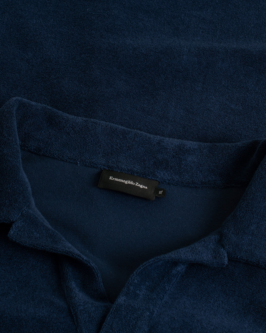 Men | Polo Shirts | Pre-owned | Ermenegildo Zegna Short Sleeve Terry Piquet Navy XL
