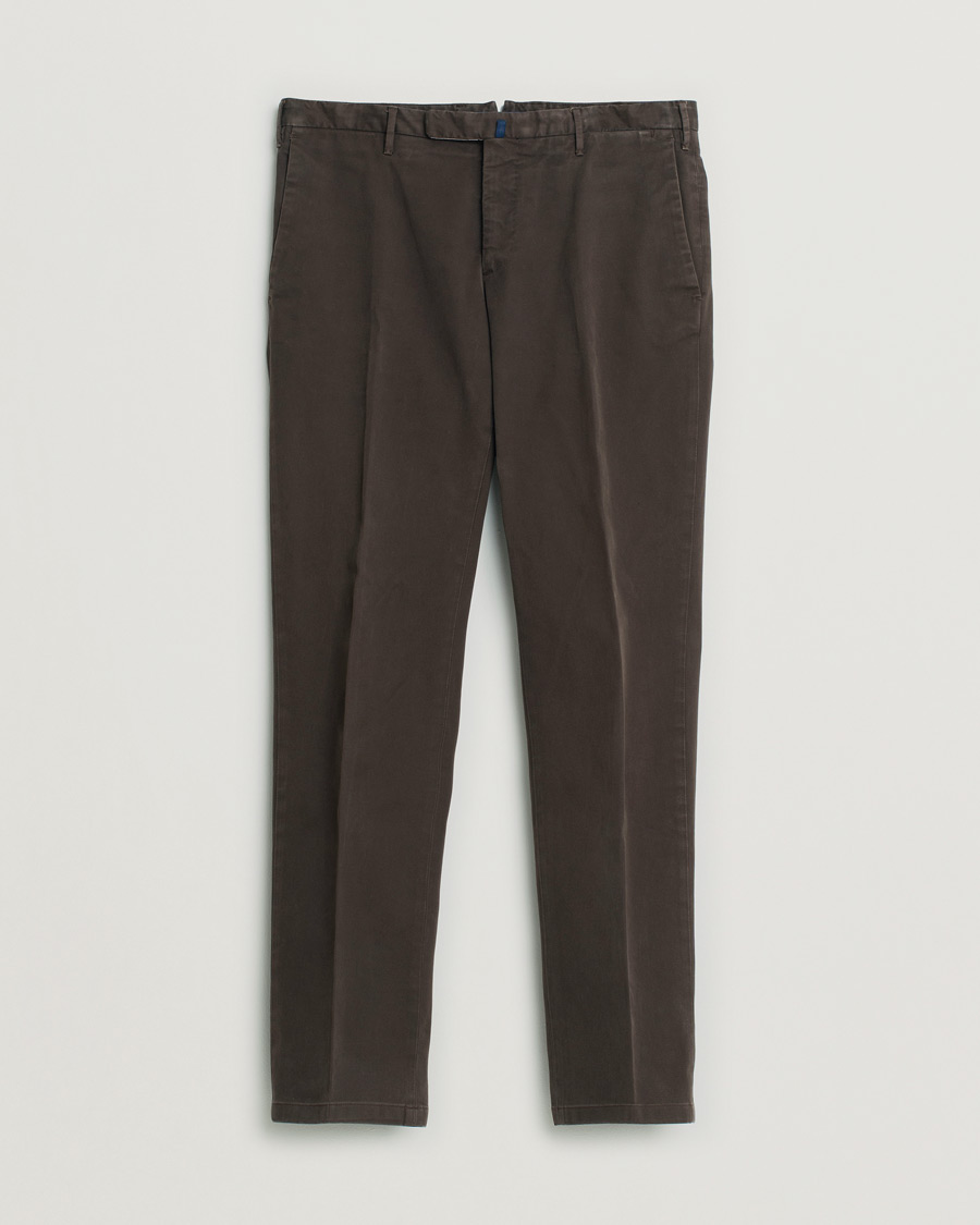 Men | Trousers | Pre-owned | Incotex Slim Fit Cotton Stretch Chinos Dark Brown