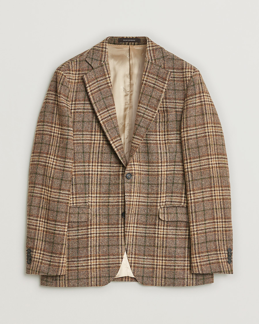 Men | Blazers | Pre-owned | Oscar Jacobson Fogerty Soft Checked Wool Blazer Brown