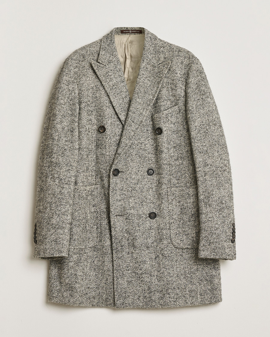 Men | Pre-owned Coats & Jackets | Pre-owned | Morris Double Breasted Herringbone Wool Coat Grey 52