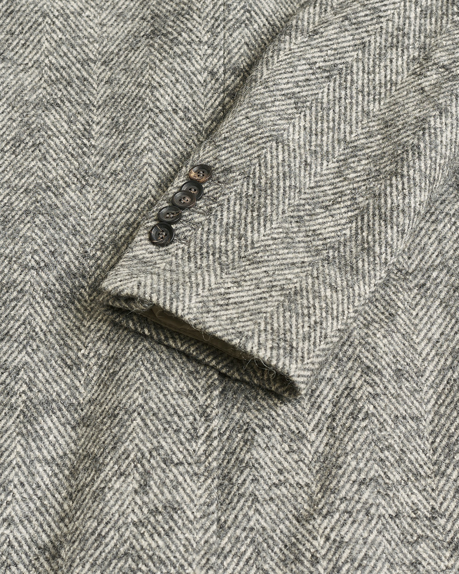 Men | Pre-owned Coats & Jackets | Pre-owned | Morris Double Breasted Herringbone Wool Coat Grey 52
