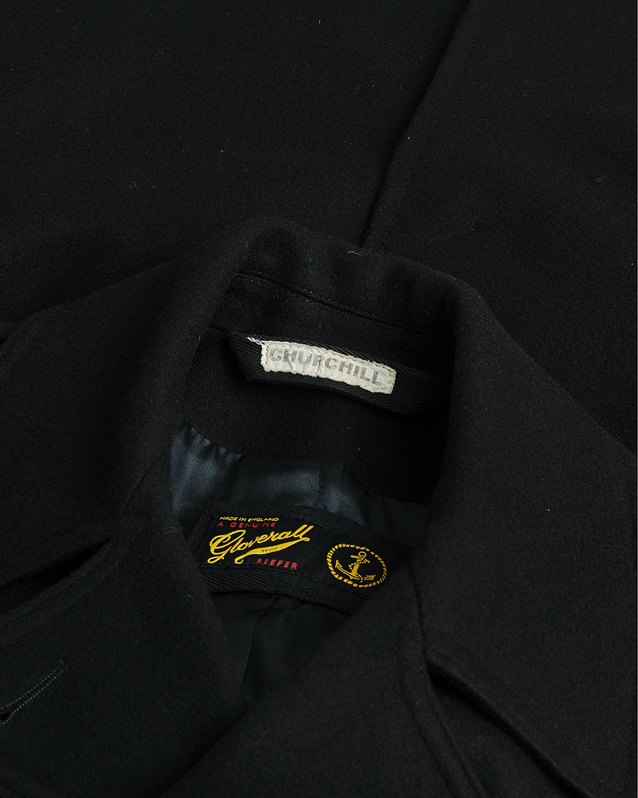 Men | Gloverall Churchill Reefer Peacoat Black | Pre-owned | Gloverall Churchill Reefer Peacoat Black