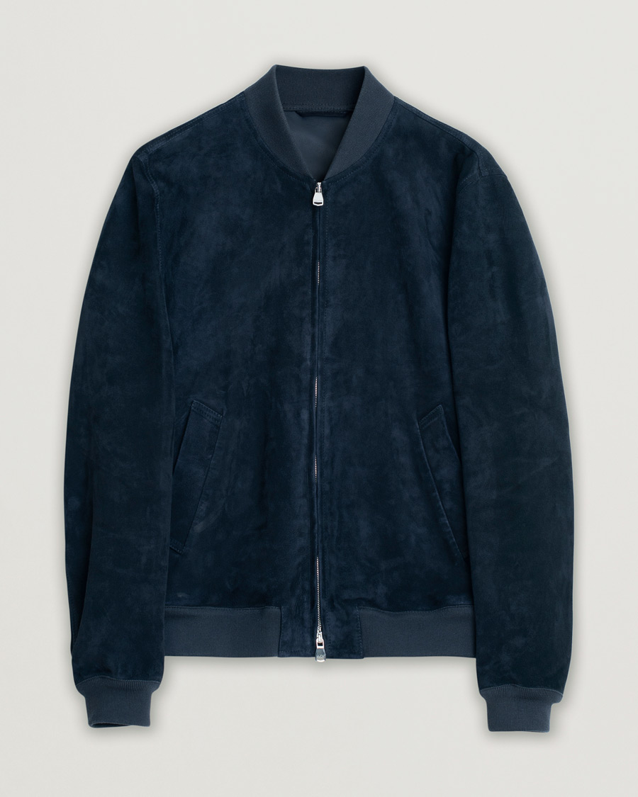 Men | Coats & Jackets | Pre-owned | Valstar Zip Suede Jacket Navy