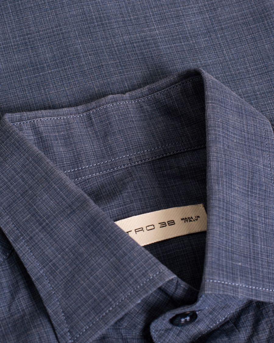 Men | Pre-owned Shirts | Pre-owned | Slim Fit Checked Cotton Shirt Blue 38 - S