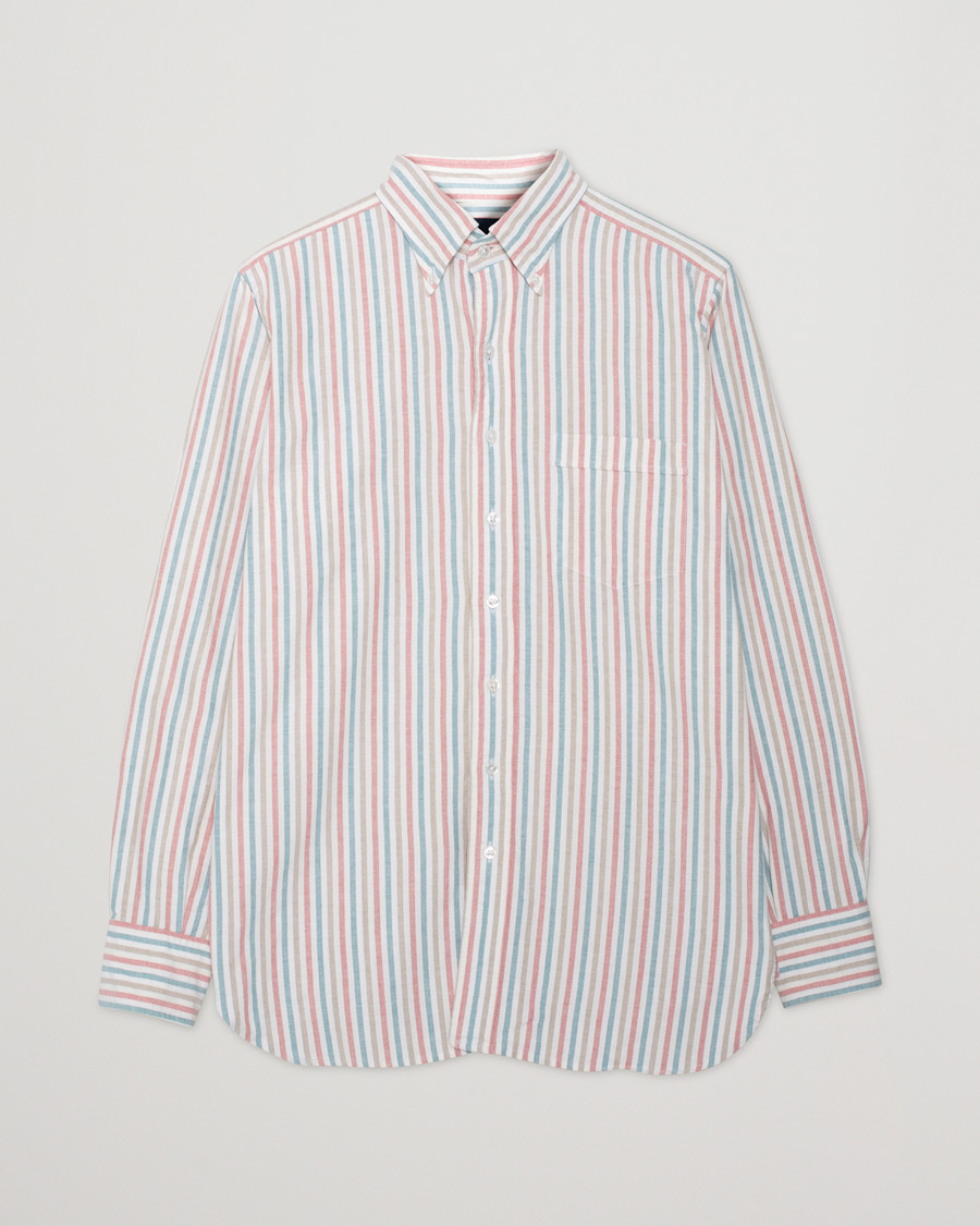 Men | Shirts | Pre-owned | Drake's Thin Tripple Stripe Oxford Shirt White