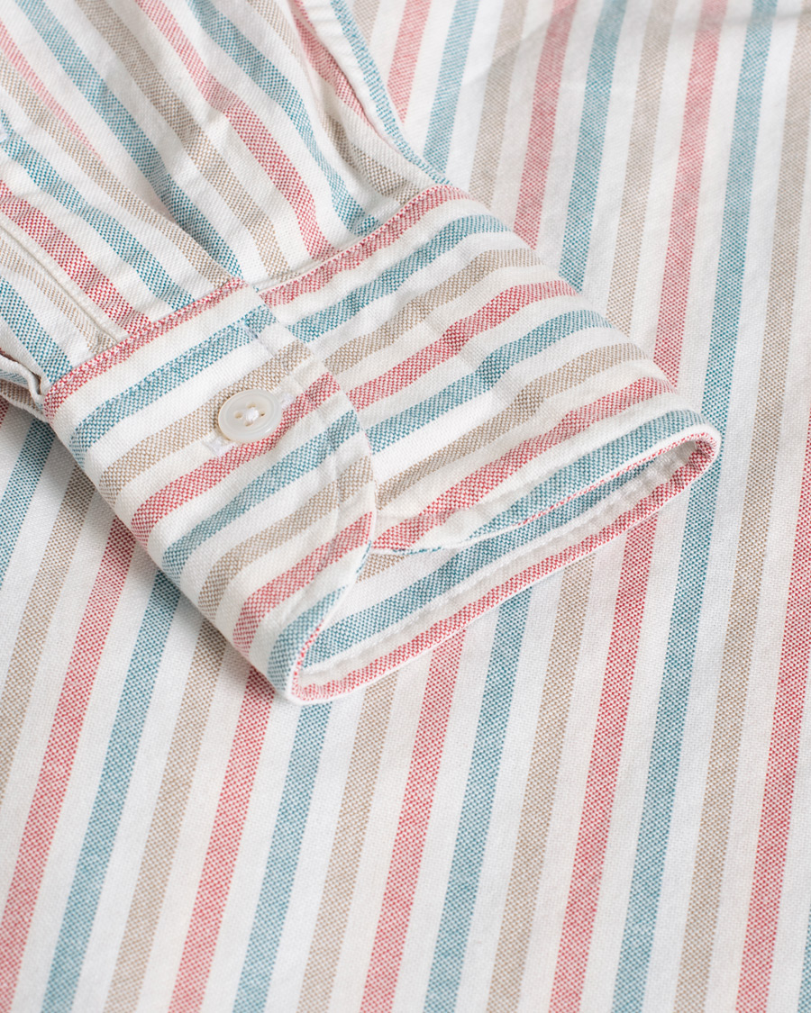 Men | Shirts | Pre-owned | Drake's Thin Tripple Stripe Oxford Shirt White