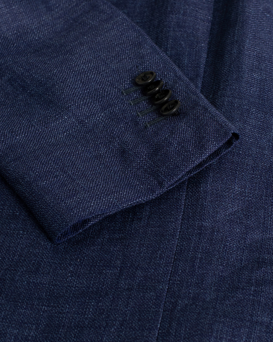 Gaiola Napoli Wool/Linen Blazer Blue 46 at CareOfCarl.com