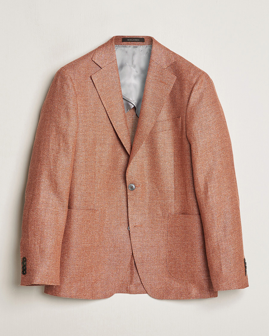 Men | Pre-owned Blazers | Pre-owned | Oscar Jacobson Ferry Hopsack Hemp/Wool Blazer Orange 54