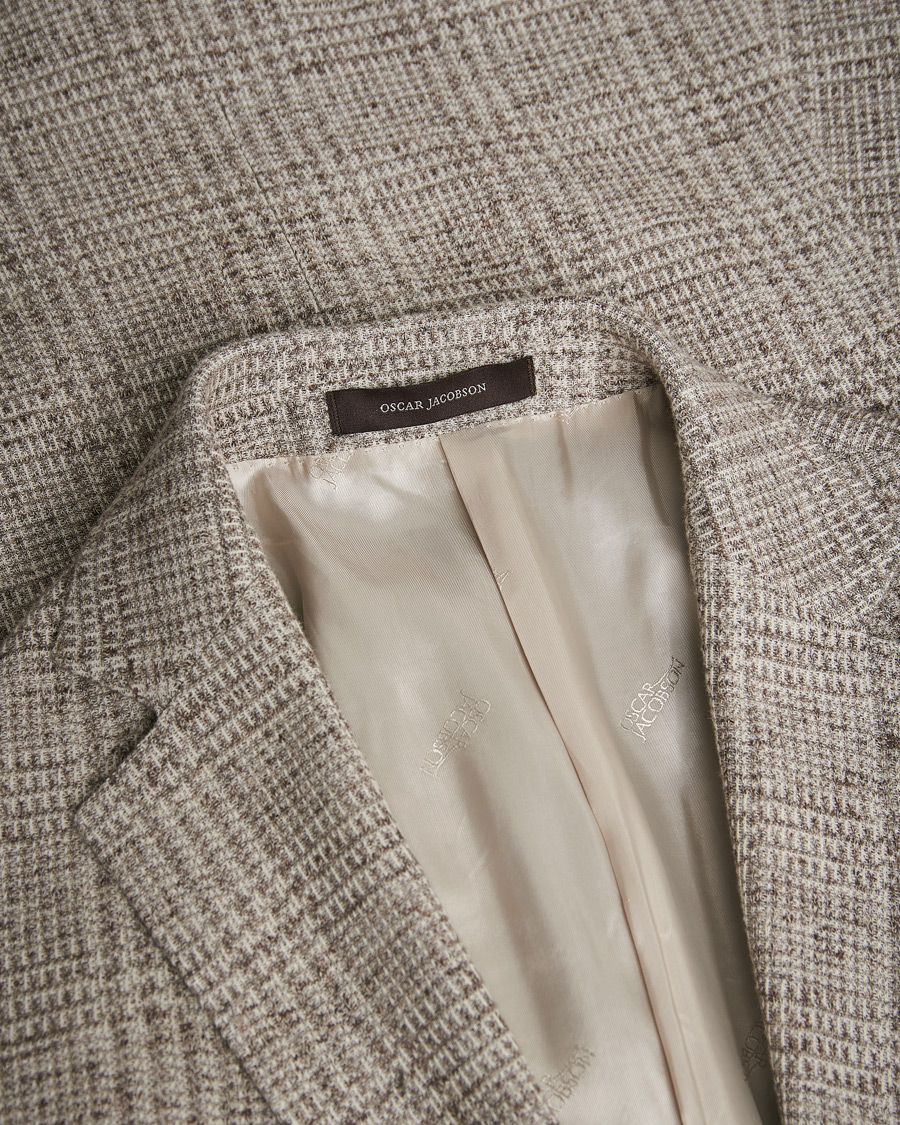 Men | Blazers | Pre-owned | Oscar Jacobson Jan Soft Checked Cotton/Linen Blazer Grey 152