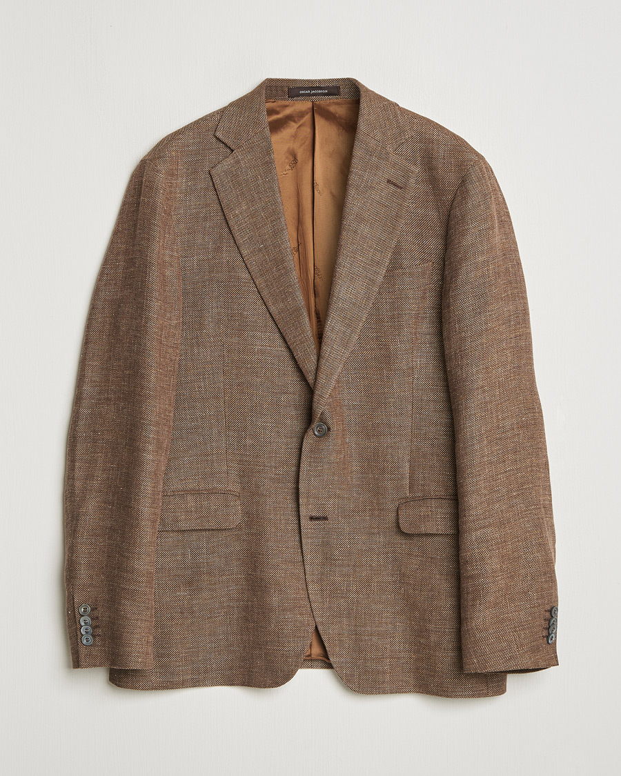 Men | Blazers | Pre-owned | Oscar Jacobson Ego Linen/Wool Blazer Brown 52