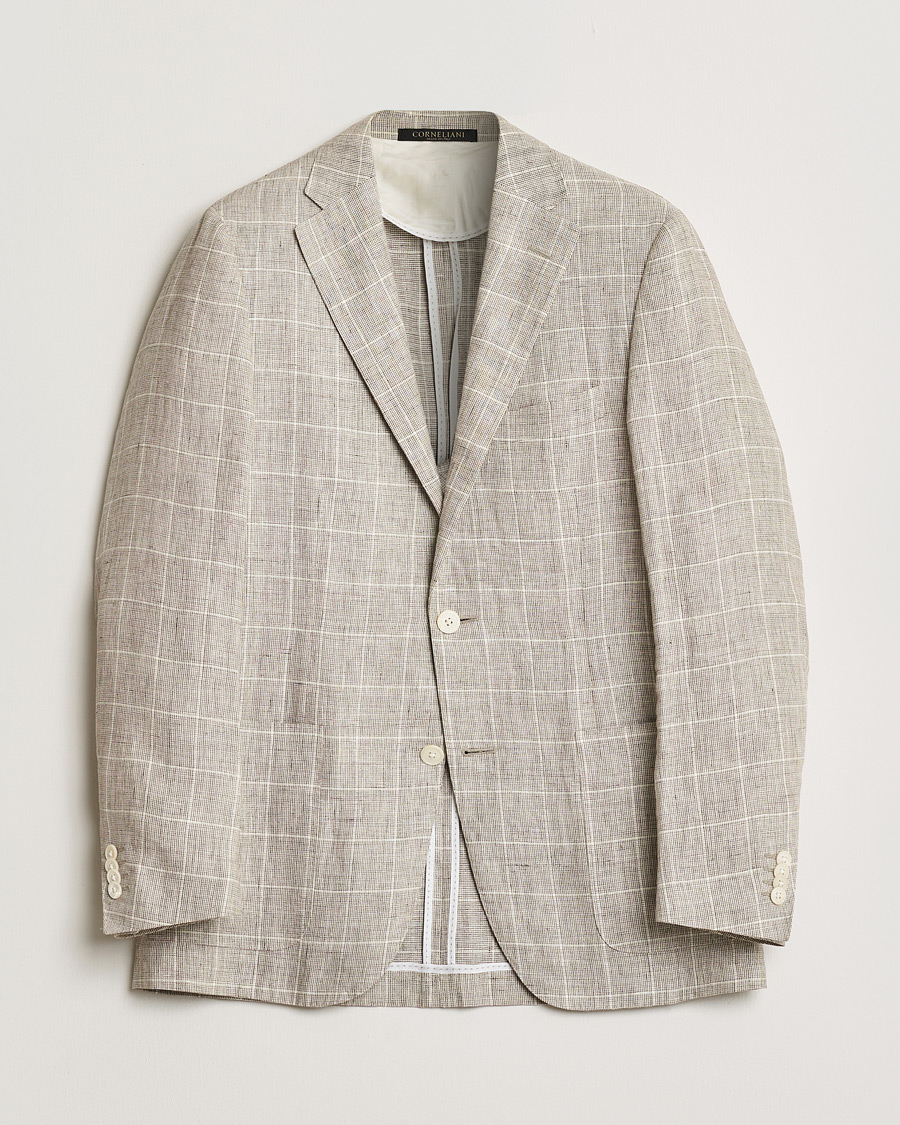Men | Pre-owned Blazers | Pre-owned | Corneliani Linen Blazer Light Beige Check 48
