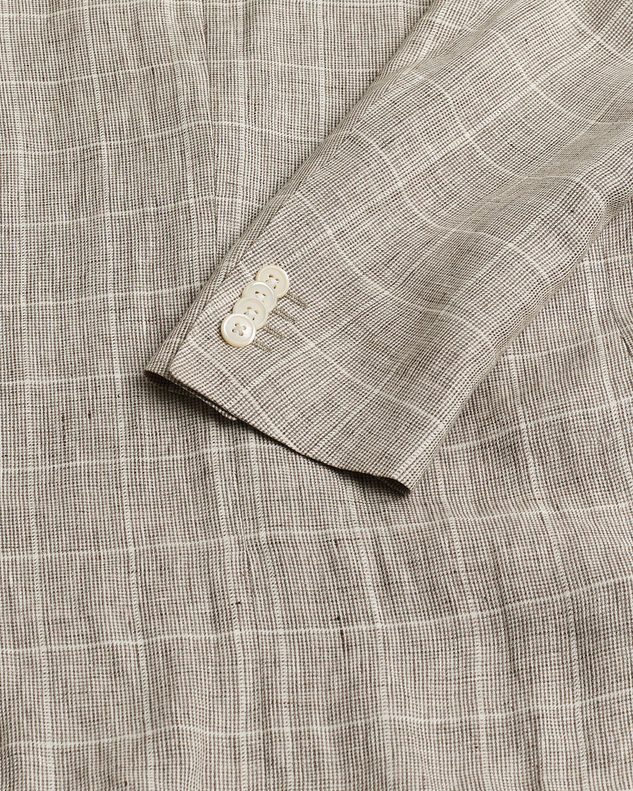 Men | Pre-owned Blazers | Pre-owned | Corneliani Linen Blazer Light Beige Check 48