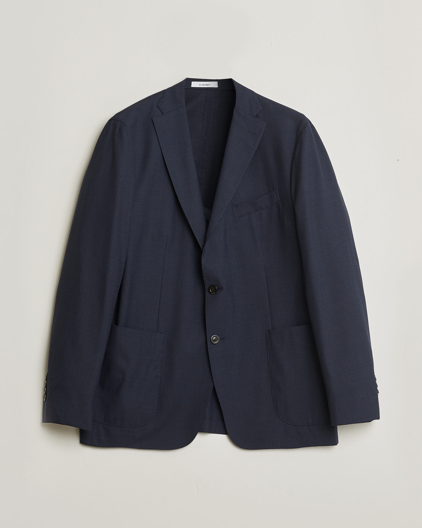 Men | Pre-owned Blazers | Pre-owned | Boglioli K Jacket Check Wool & Silk Blazer Navy 54