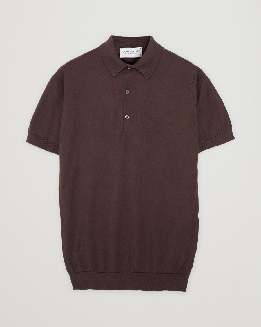 Men | Polo Shirts | Pre-owned | John Smedley Adrian Slim Fit Sea Island Polo Chocolat