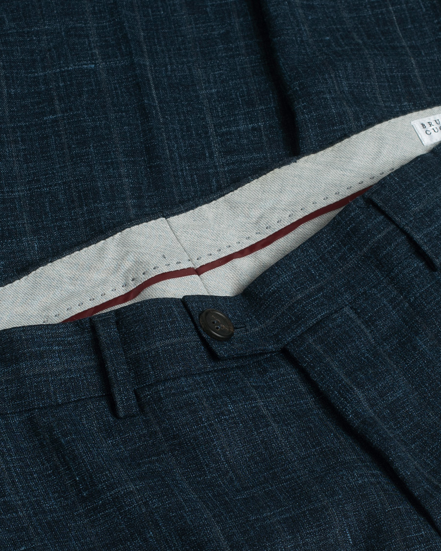 Men | Blazers | Pre-owned | Brunello Cucinelli Wool, Linen & Silk Suit Blue Melange 48