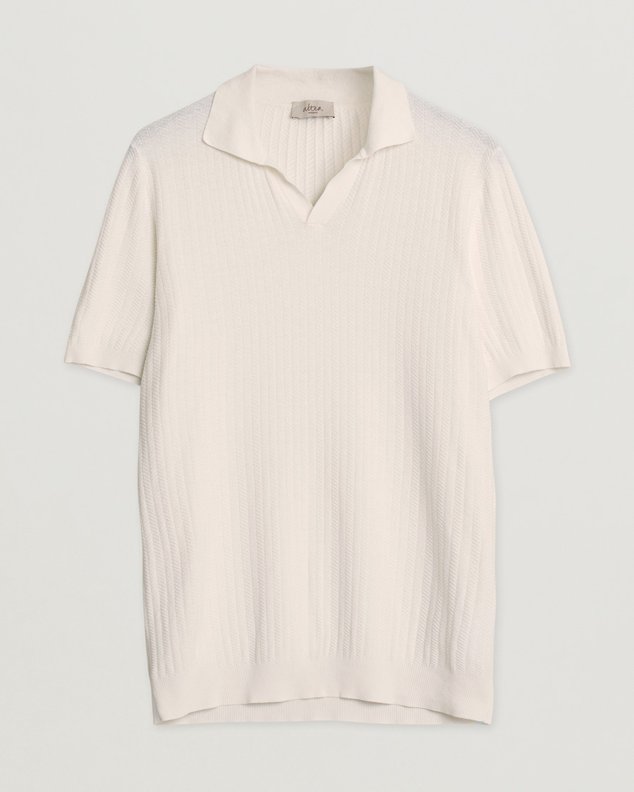 Men | Polo Shirts | Pre-owned | Altea Knitted Chevron Polo Off White