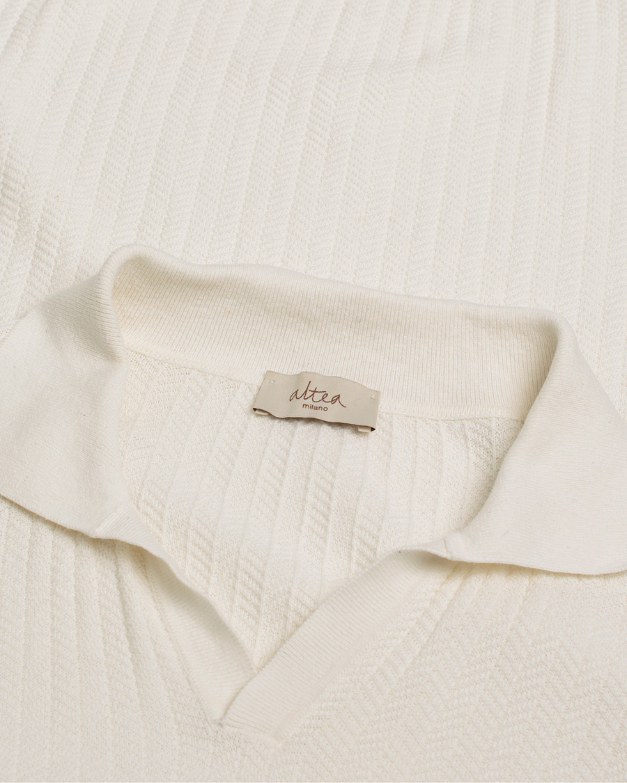 Men | Polo Shirts | Pre-owned | Altea Knitted Chevron Polo Off White