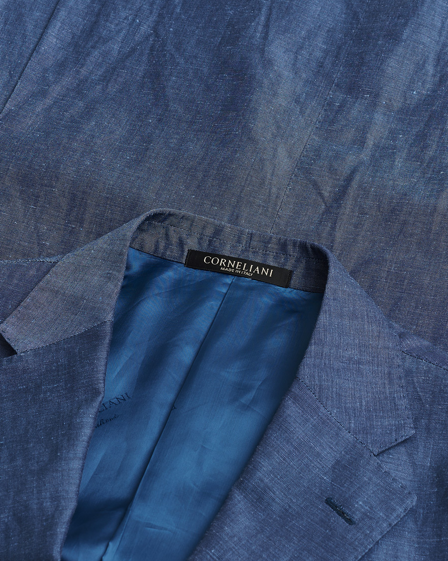 Corneliani Linen/Wool Blend Suit Blue 52 at CareOfCarl.com