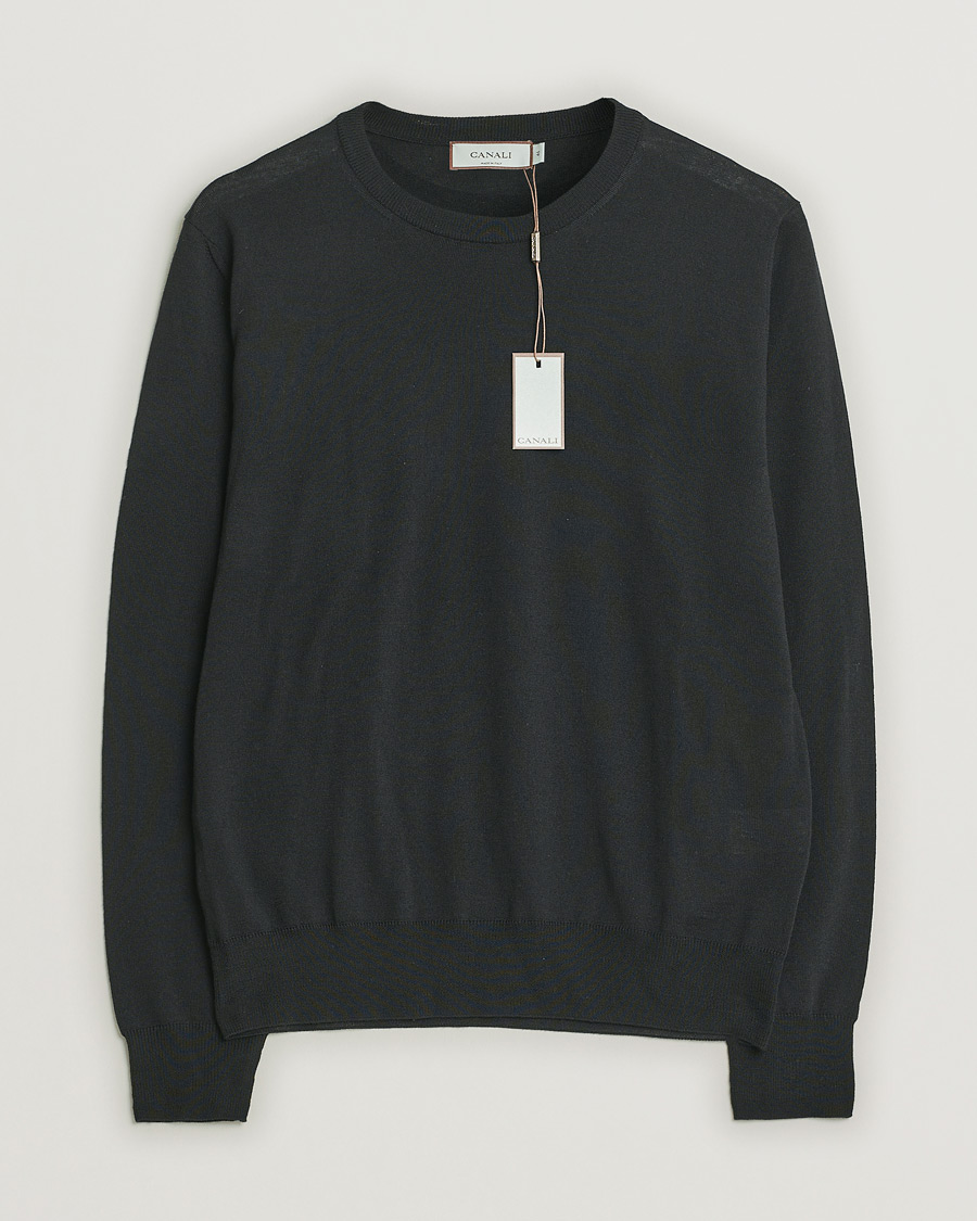 Men | Sweaters & Knitwear | Pre-owned | Canali Merino Wool Crew Neck Black