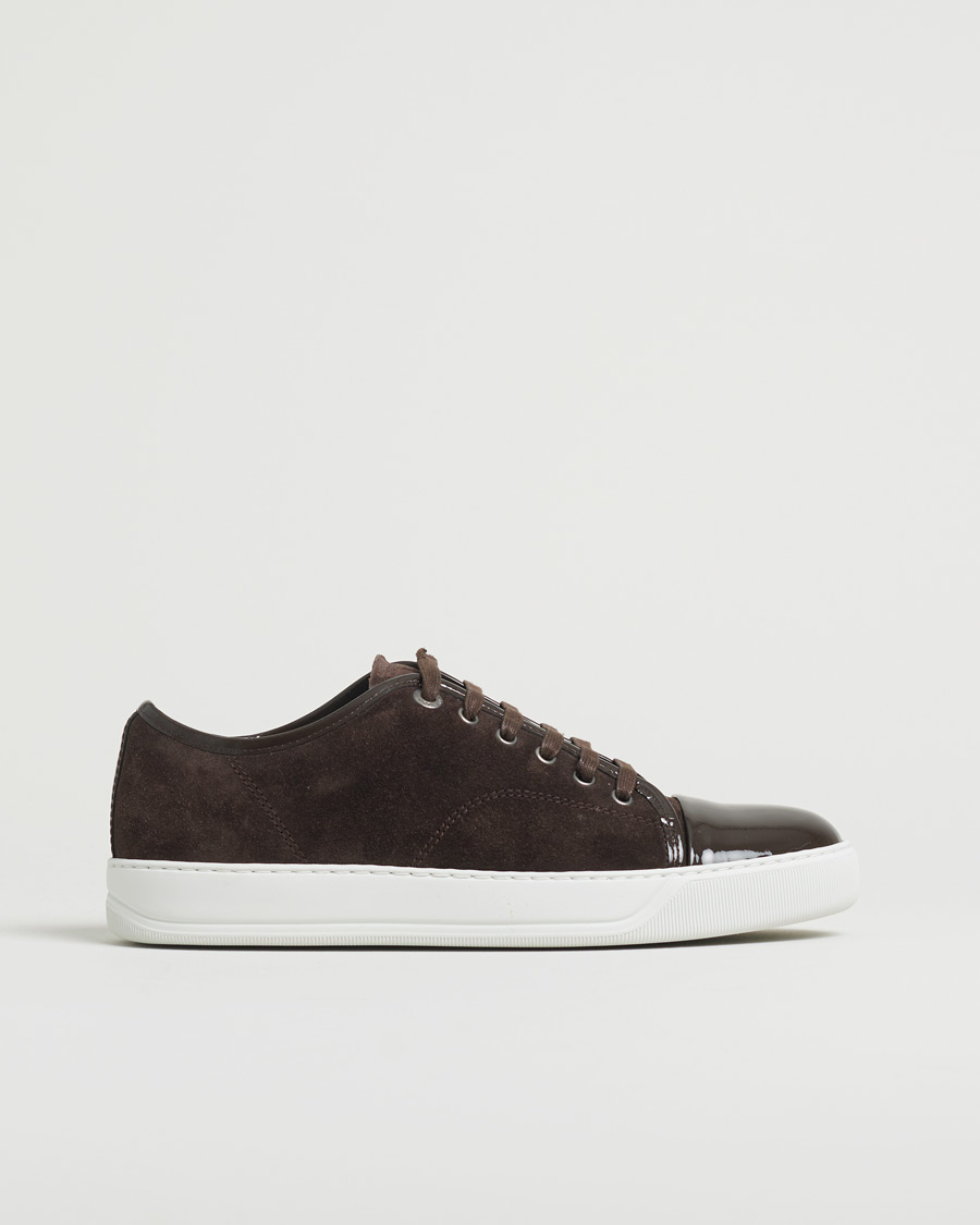 Men | Lanvin Patent Cap Toe Sneaker Dark Brown | Pre-owned | Lanvin Patent Cap Toe Sneaker Dark Brown