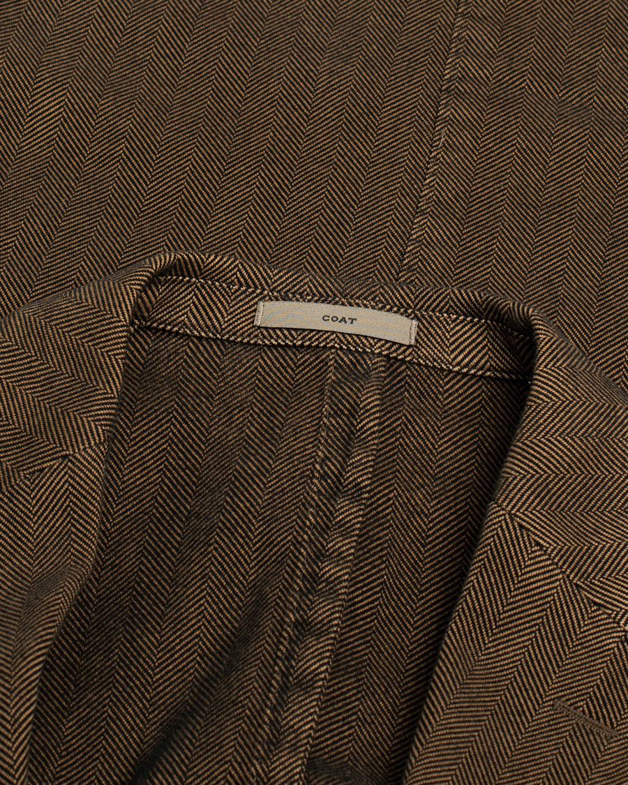 Men | Blazers | Pre-owned | Boglioli Cotton Herringbone Blazer Brown 54