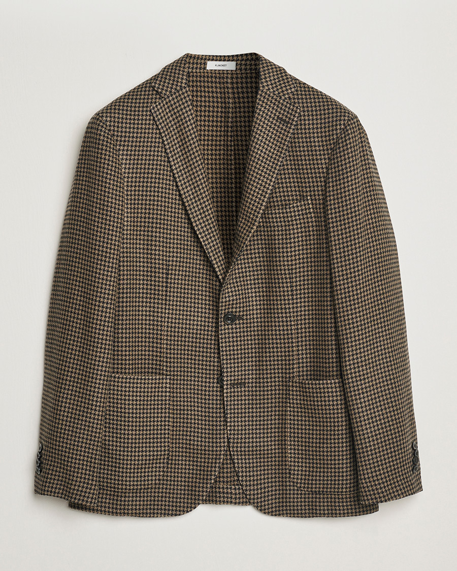 Boglioli K Jacket Houndstooth Wool Blazer Brown 46 at CareOfCarl.com