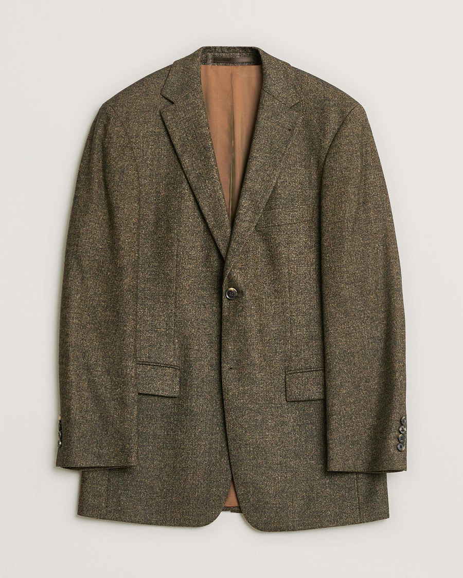 Men | Pre-owned Blazers | Pre-owned | BOSS Vintage Wool Herringbone Blazer Brown 48