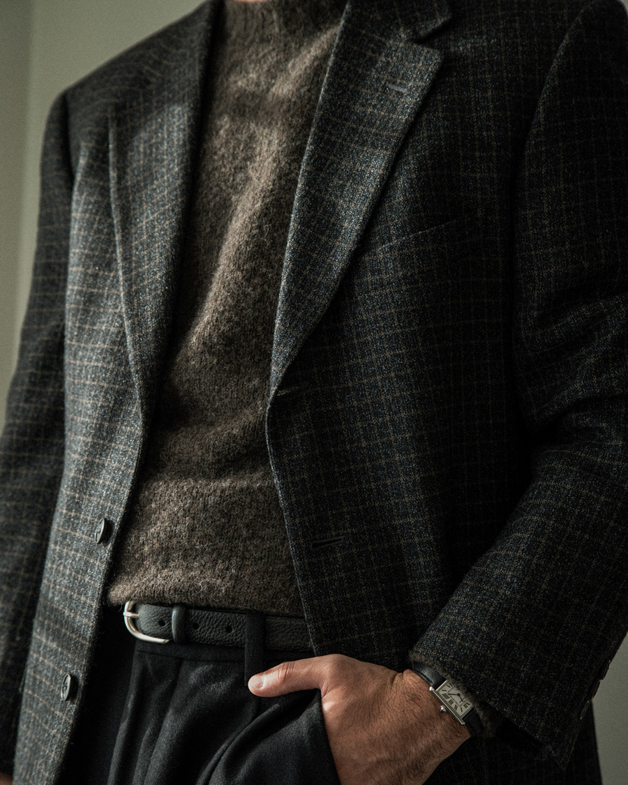 Men | Pre-owned Blazers | Pre-owned | Ermenegildo Zegna Vintage Wool Checked Blazer Dark Grey 50