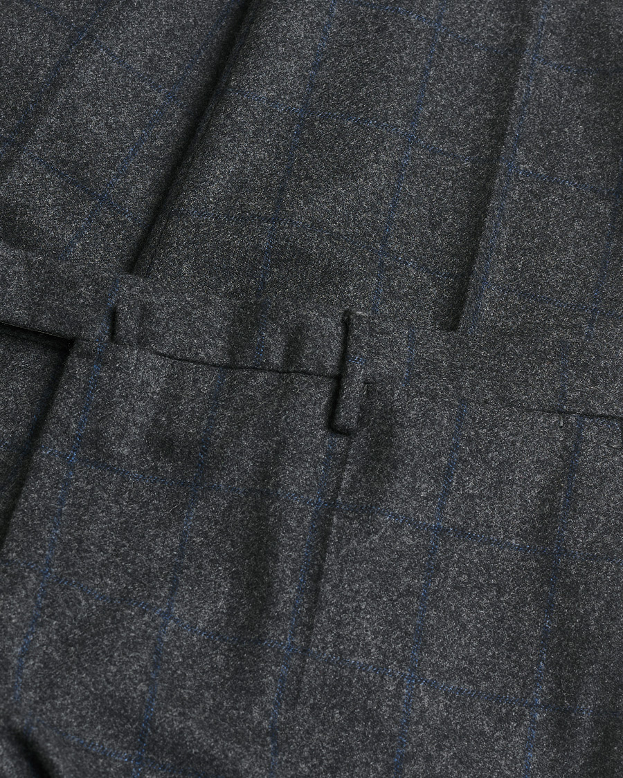 Men | Pre-owned Trousers | Pre-owned | Incotex Slim Fit Flannel Trousers Dark Grey Check 50