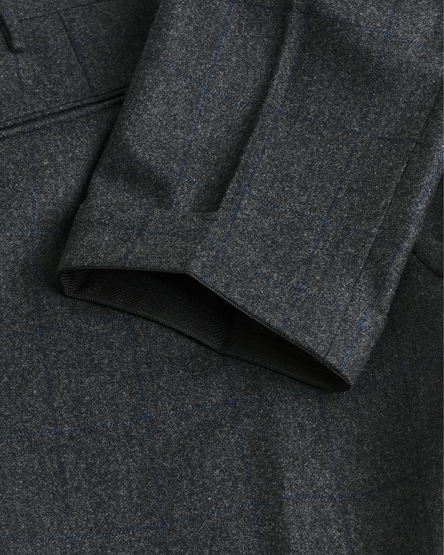 Men | Pre-owned Trousers | Pre-owned | Incotex Slim Fit Flannel Trousers Dark Grey Check 50