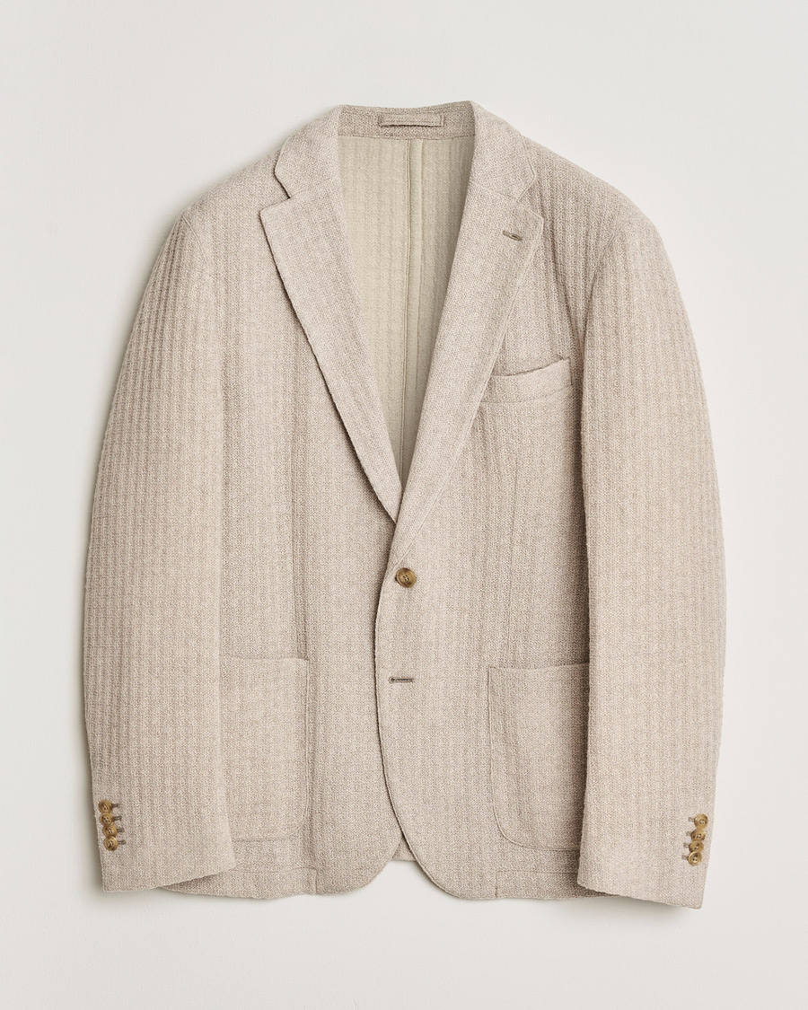 Men | Pre-owned Blazers | Pre-owned | L.B.M. 1911 Knitted Punto Wool Structure Blazer Camel 54