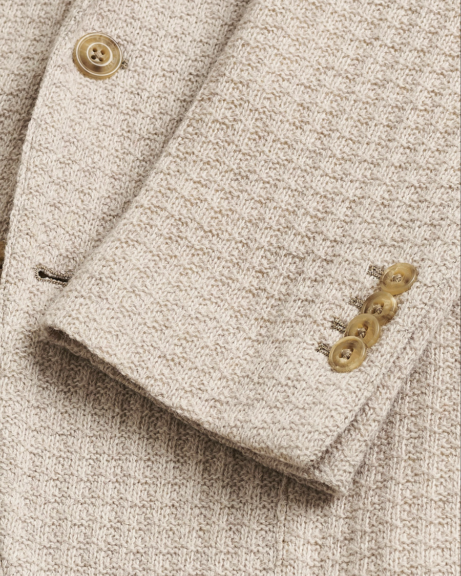 Men | Pre-owned Blazers | Pre-owned | L.B.M. 1911 Knitted Punto Wool Structure Blazer Camel 54