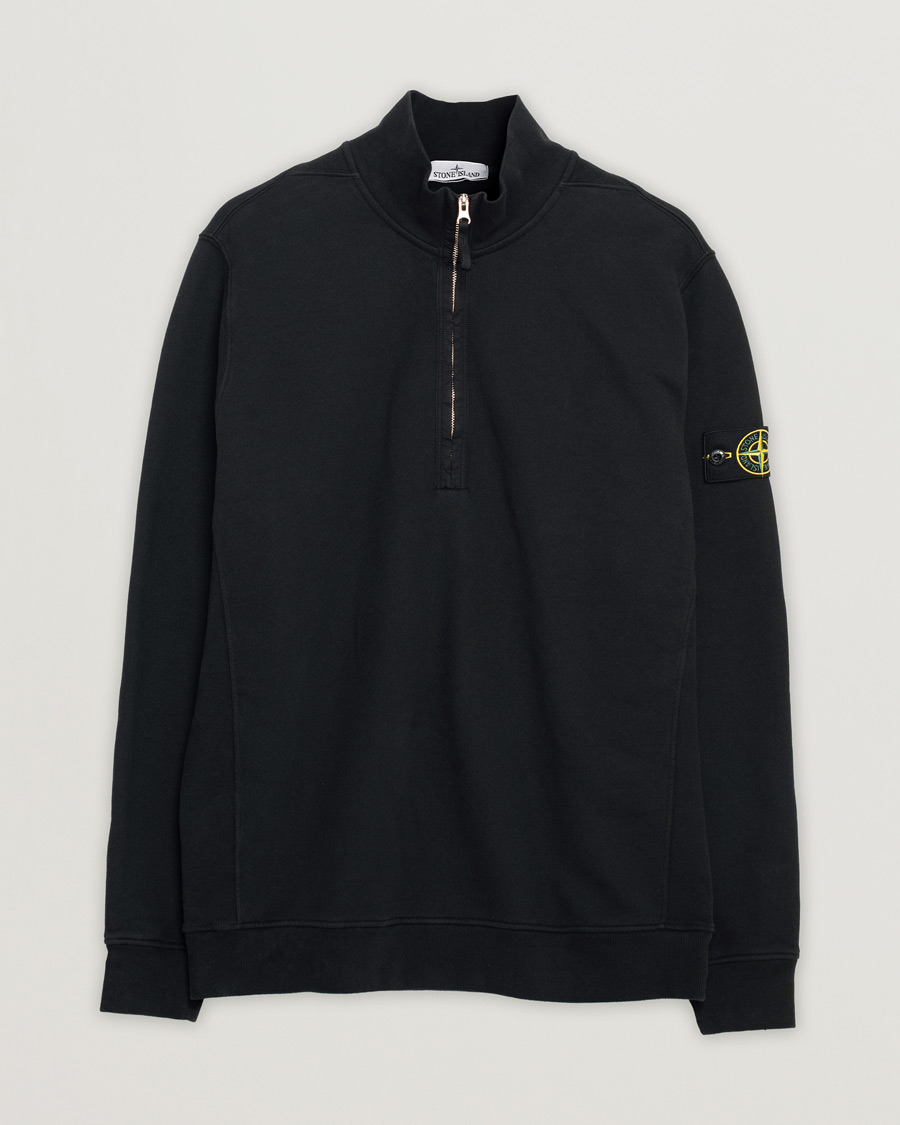Men | Sweaters & Knitwear | Pre-owned | Stone Island Garment Dyed Fleece Half Zip Black