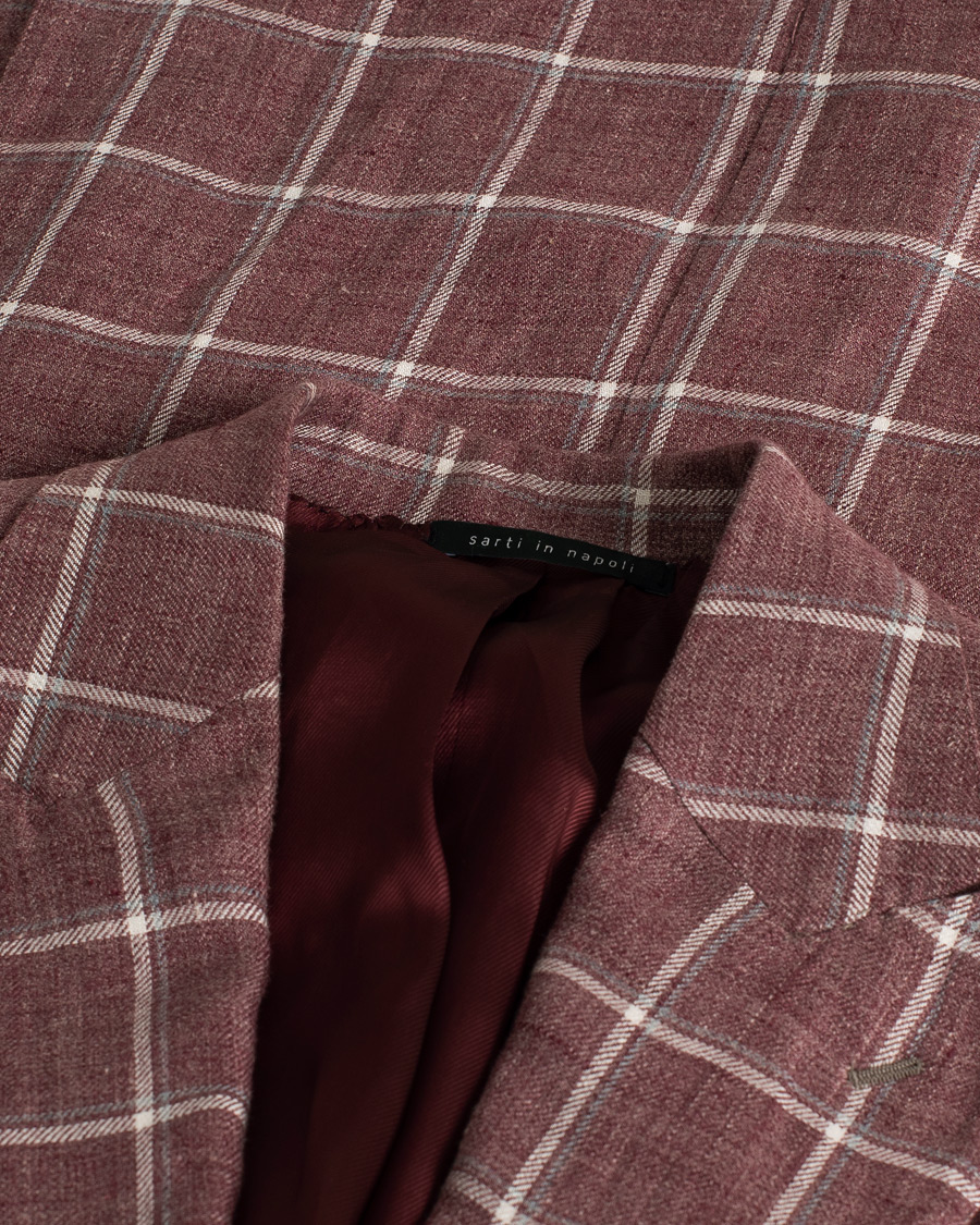 Men | Blazers | Pre-owned | Gaiola Napoli Double Breasted Linen Blazer Merlot 50