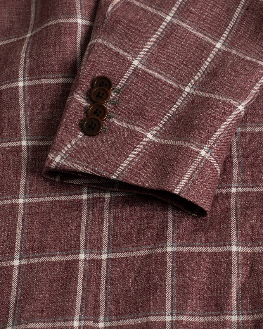 Men | Blazers | Pre-owned | Gaiola Napoli Double Breasted Linen Blazer Merlot 50
